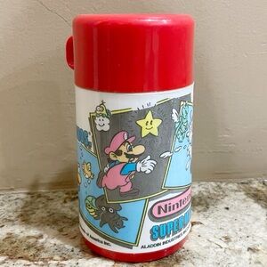 Super Mario Bros Nintendo Vintage Lunchbox Thermos 1986 Red Lid Aladdin